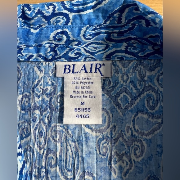 Blair - Floral paisley Blouse / Color White & Blue / Size M / - Picture 4 of 5